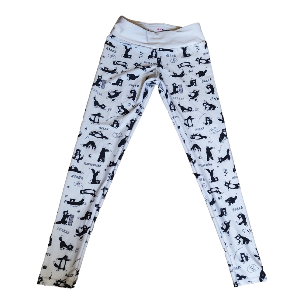 Black & White Cat Yoga Print Leggings XS